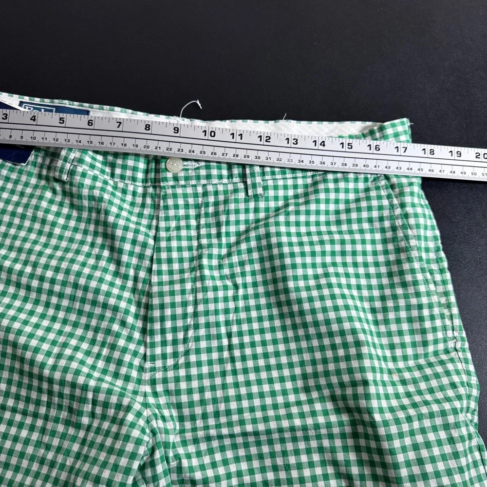 Polo Ralph Lauren Shorts Mens 35 Green Gingham Suffolk Cotton Classic Preppy